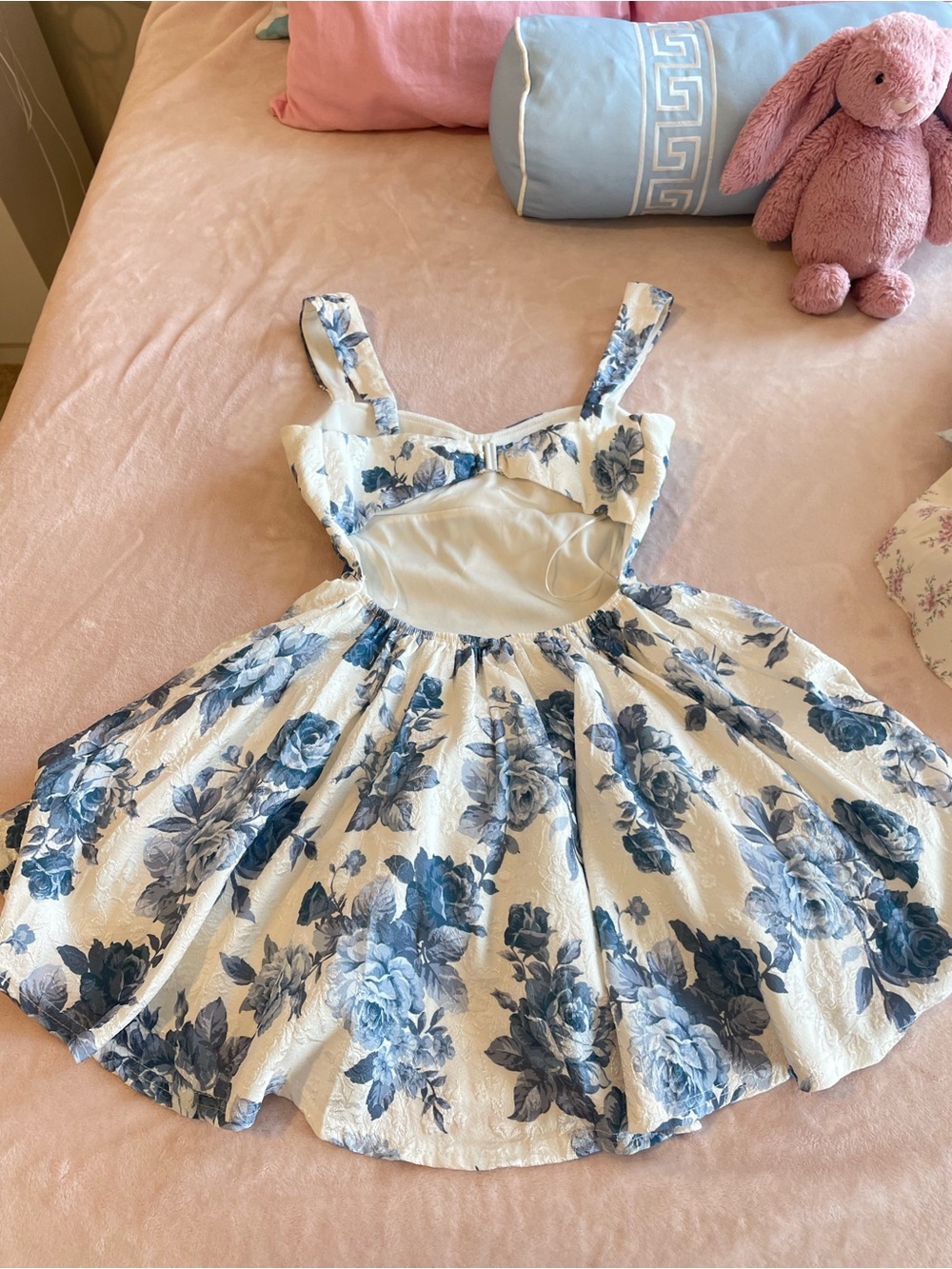Windsor White Mini Dress with Blue Floral Print - Picture 5 of 6